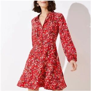 LOFT Floral Red Dress